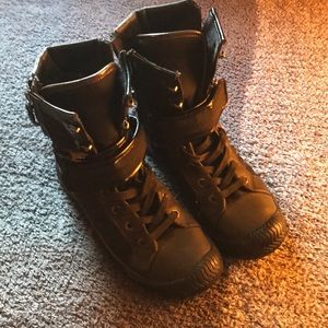 Black combat boots